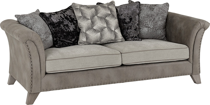 Grace Sliver And Grey 3 Seater Sofa